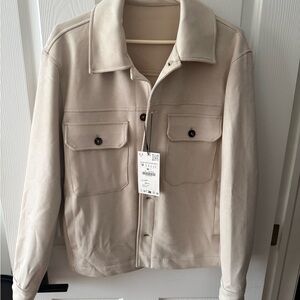 Zara Men's cream suede Shirt Jacket